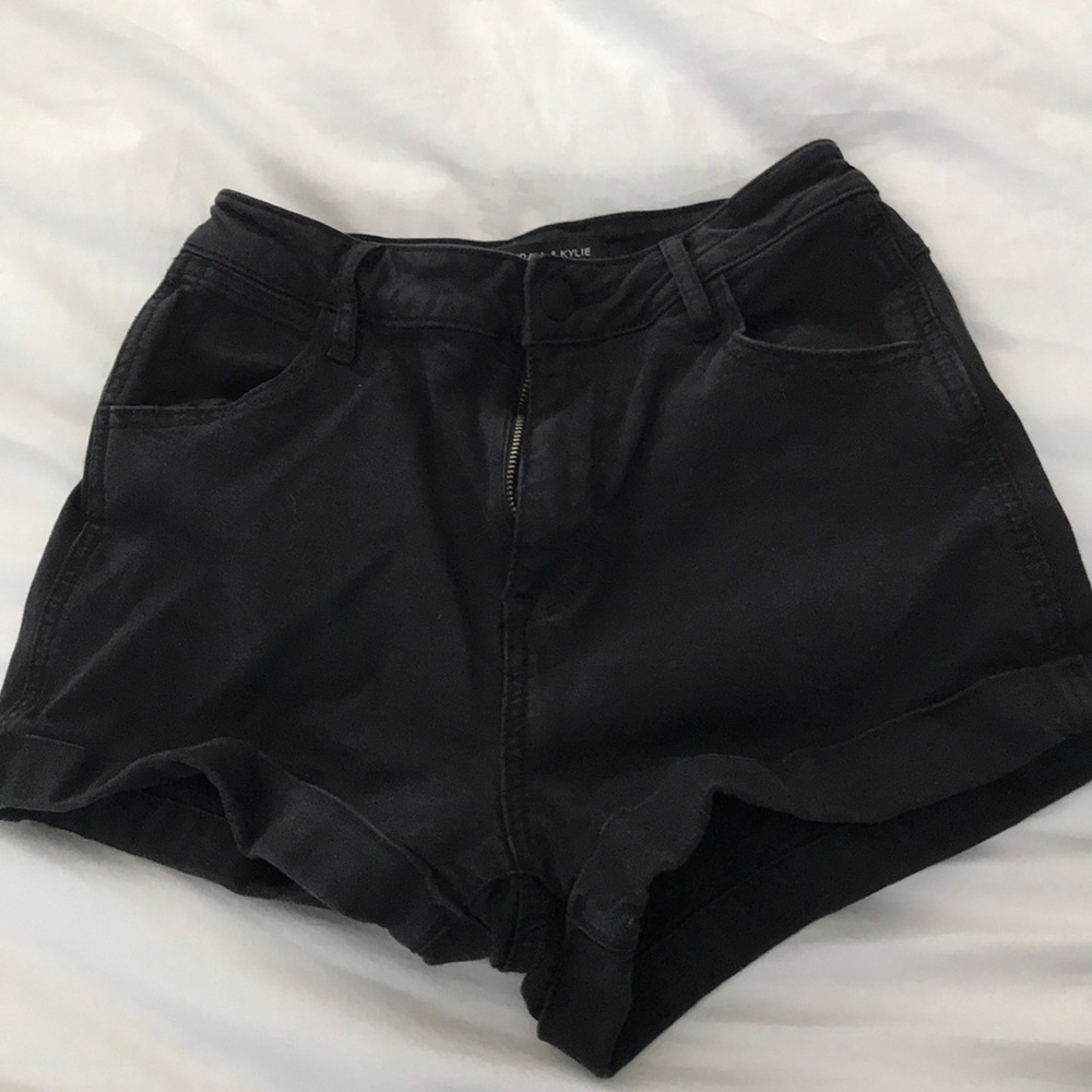 black shorts stretchy jean material